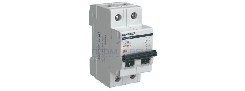 Автоматический выключатель Generica (ИЭК) ВА 47-29М 2Р 25А 4,5кА характеристика С (автомат электрический)