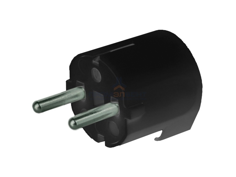 Вилка DKC 16А 2P+E 230В с боковым вводом кабеля черная